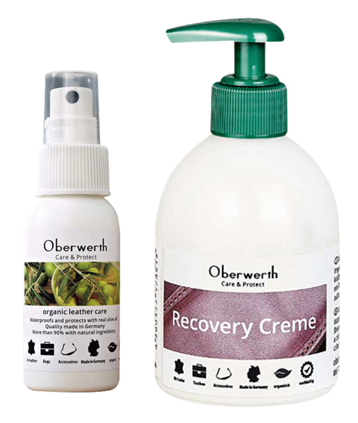 각각 오버베르트의 ‘care&protect’와 ‘leather recovery cream’.