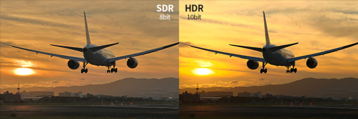 기존 SDR(왼쪽)과 EOS R6 Mark Ⅱ의 HDR(오른쪽)의 계조 및 색조 비교